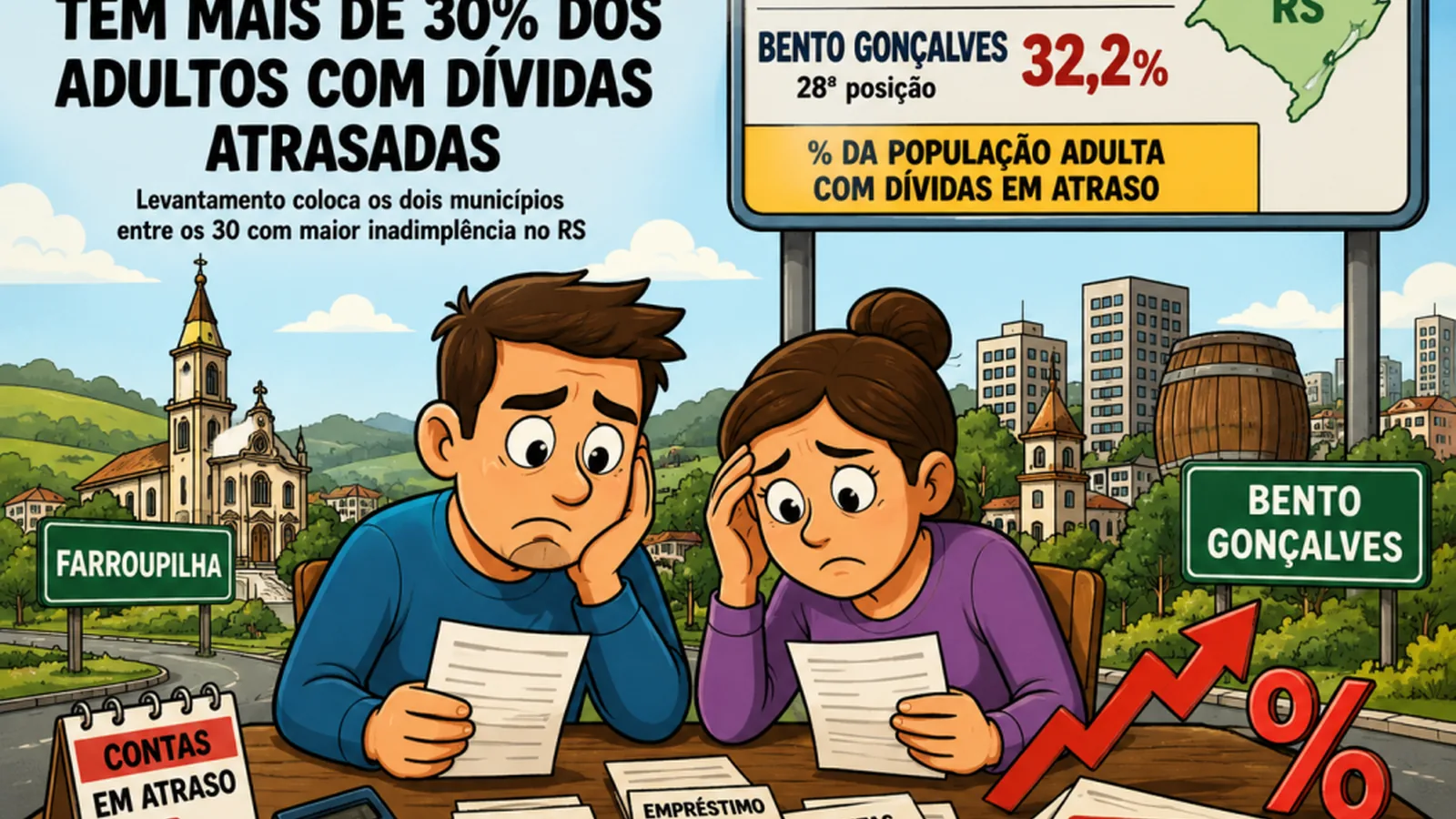 Farroupilha e Bento têm mais de 30% dos adultos com dívidas atrasadas
