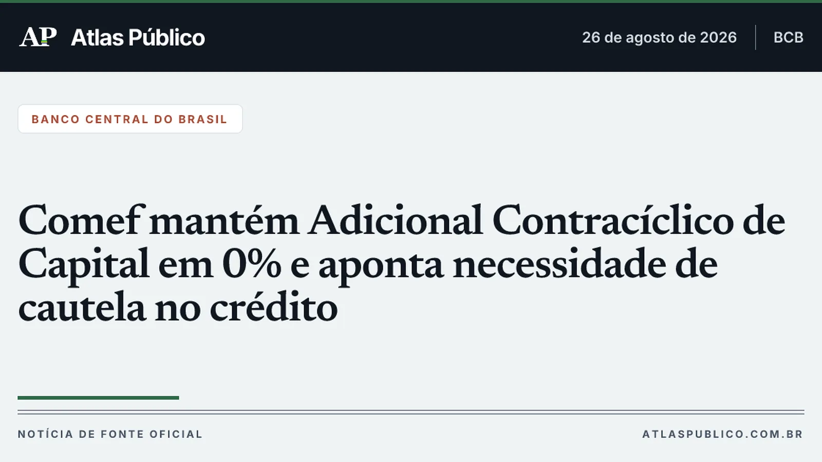 Comef mantém Adicional Contracíclico de Capital em 0% e aponta necessidade de cautela no crédito