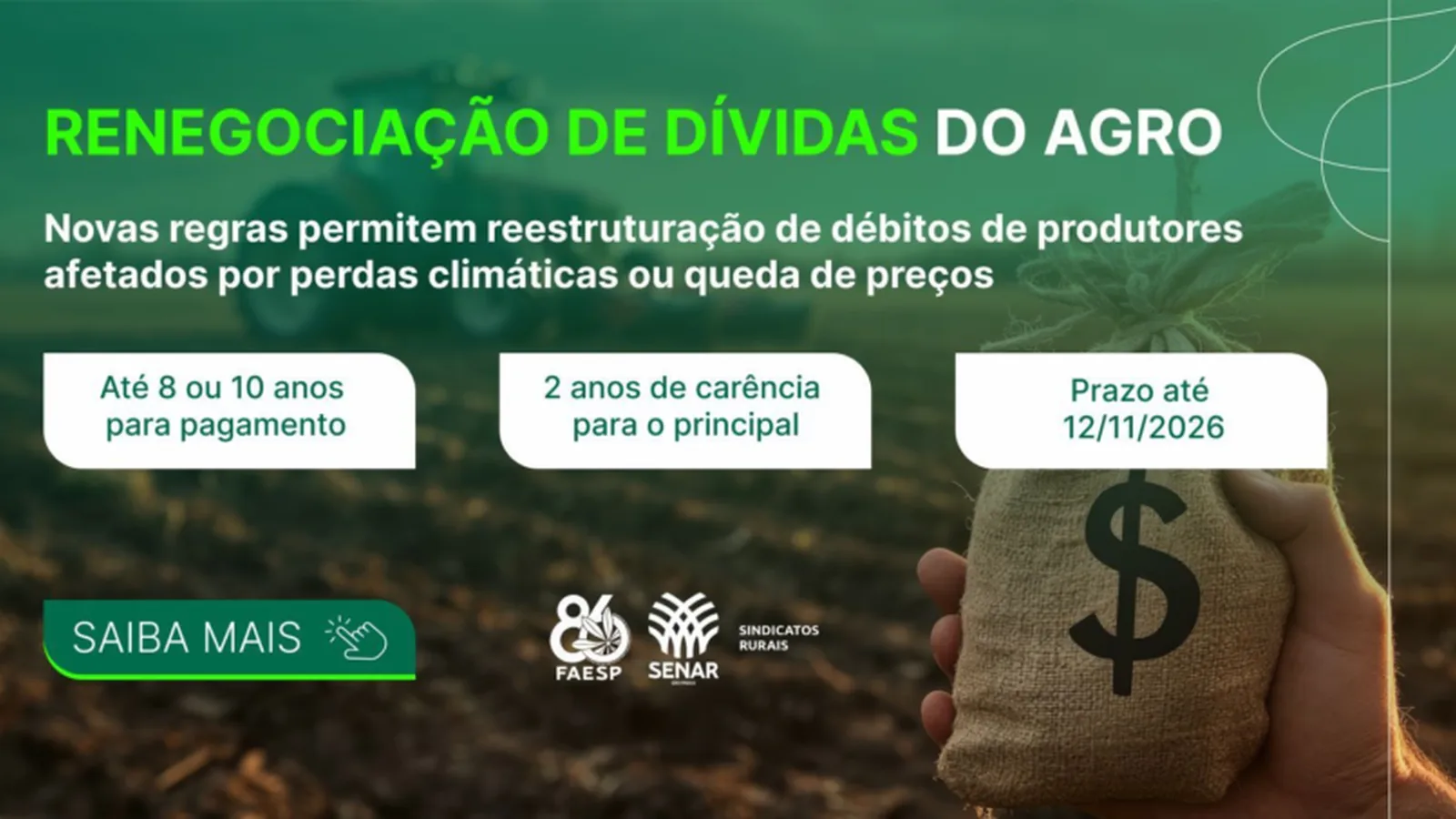 Renegociação de dívidas do agro: entenda as regras da MP 1.376