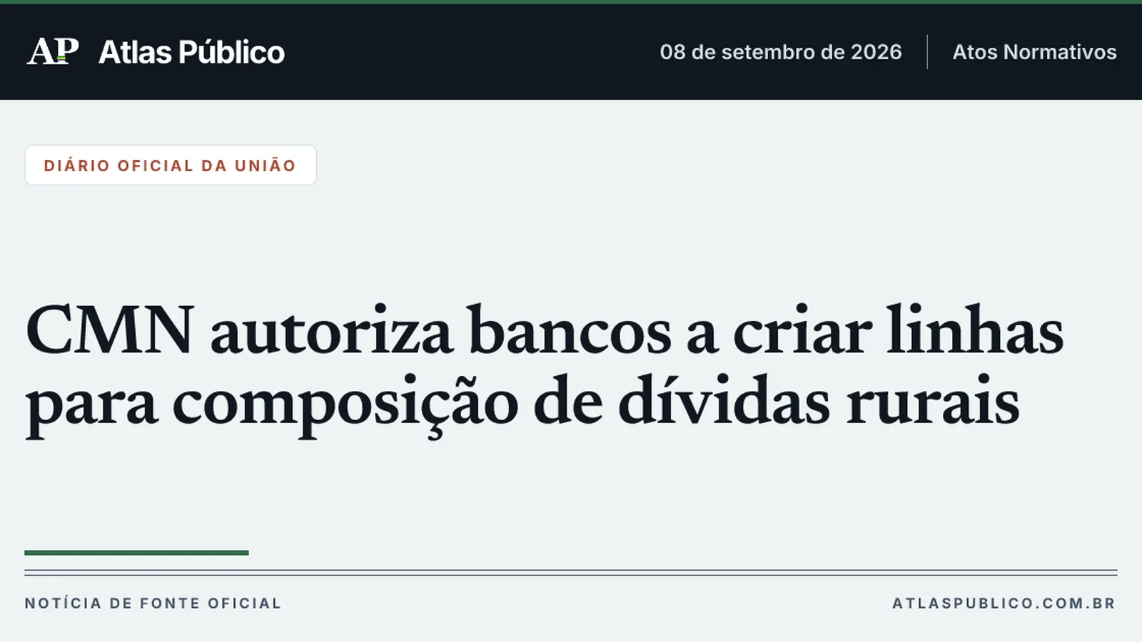 CMN autoriza bancos a criar linhas para composição de dívidas rurais
