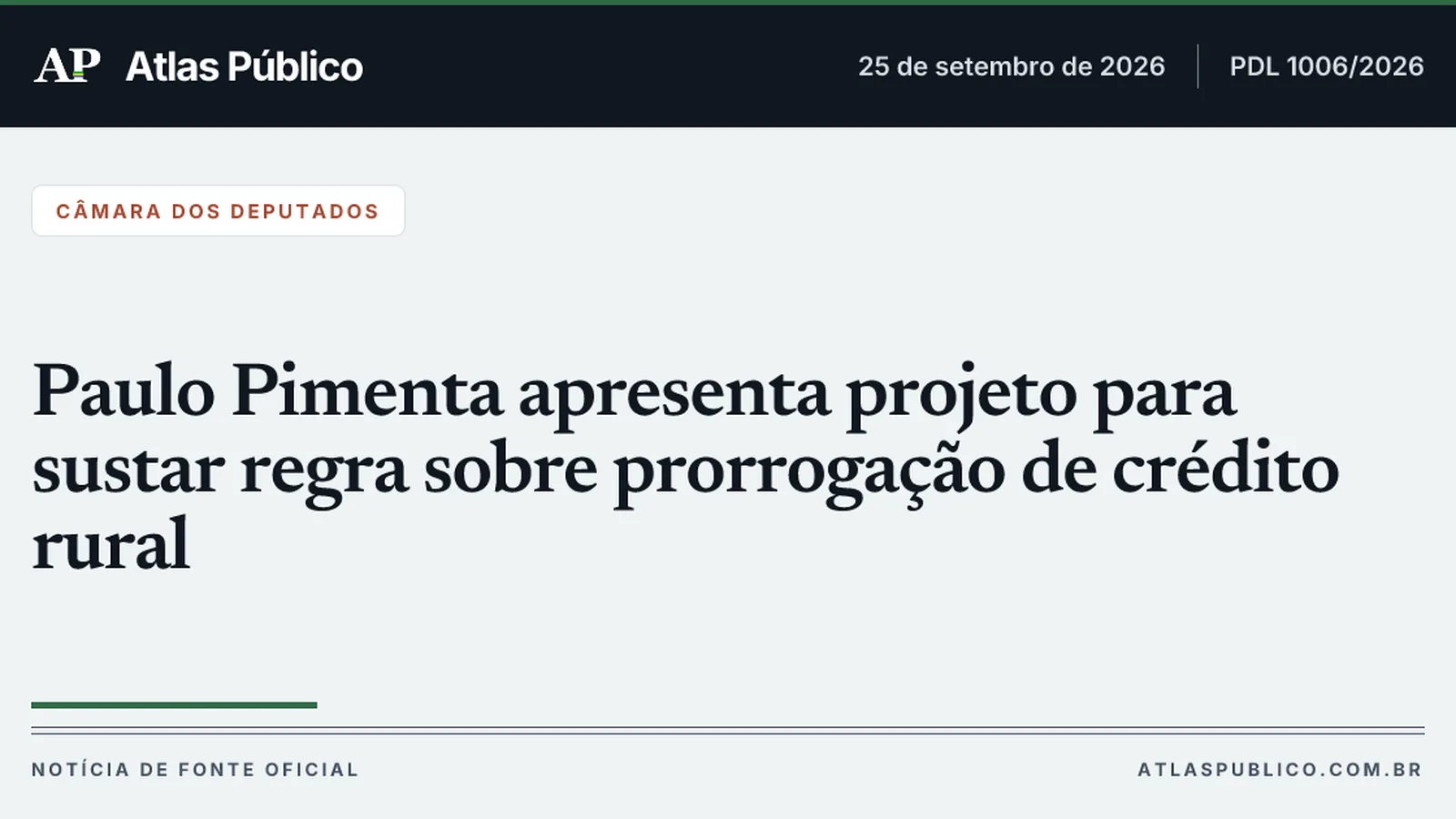 Paulo Pimenta apresenta projeto para sustar regra sobre prorrogação de crédito rural