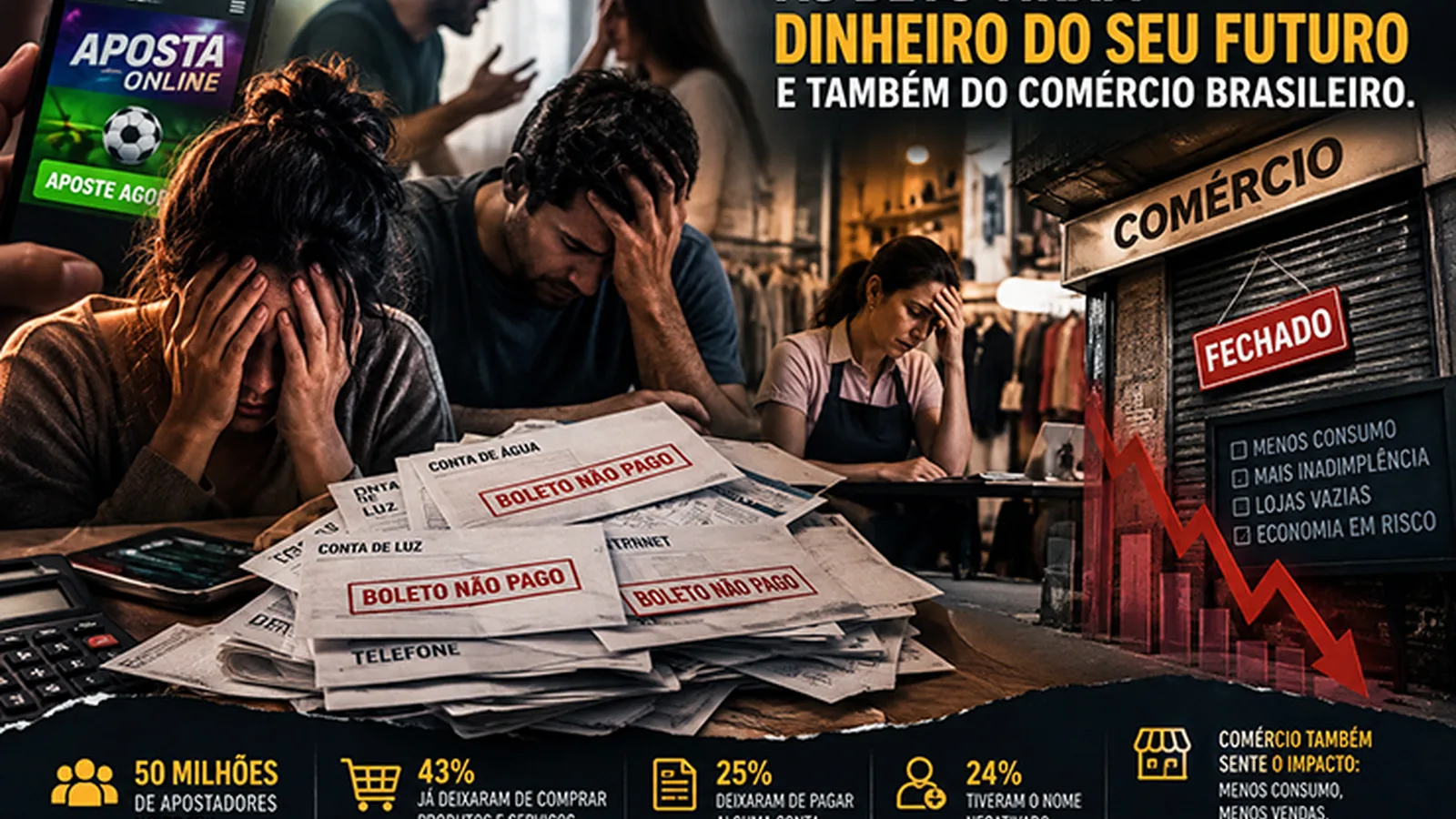 Bets desviam dinheiro do consumo, ampliam inadimplência e pressionam comércio brasileiro, aponta CNDL/SPC Brasil