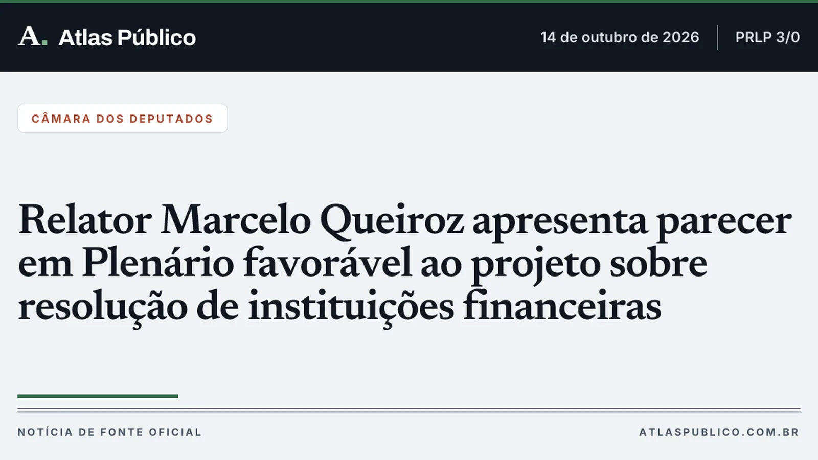 Relator Marcelo Queiroz apresenta parecer em Plenário favorável ao projeto sobre resolução de instituições financeiras