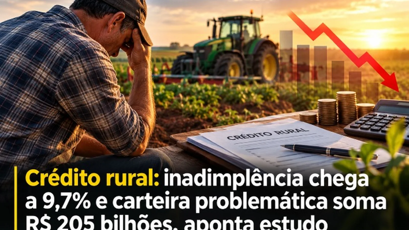 Crédito rural: inadimplência chega a 9,7% e carteira problemática soma R$ 205 bilhões, aponta estudo