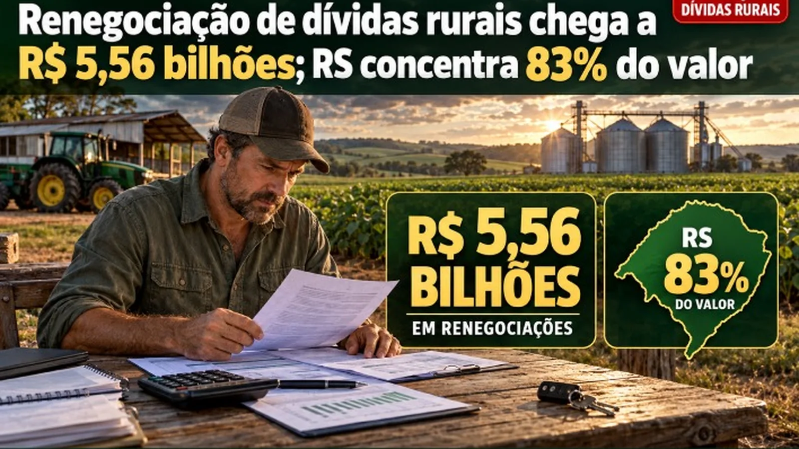 Renegociação de dívidas rurais chega a R$ 5,56 bilhões; RS concentra 83% do valor