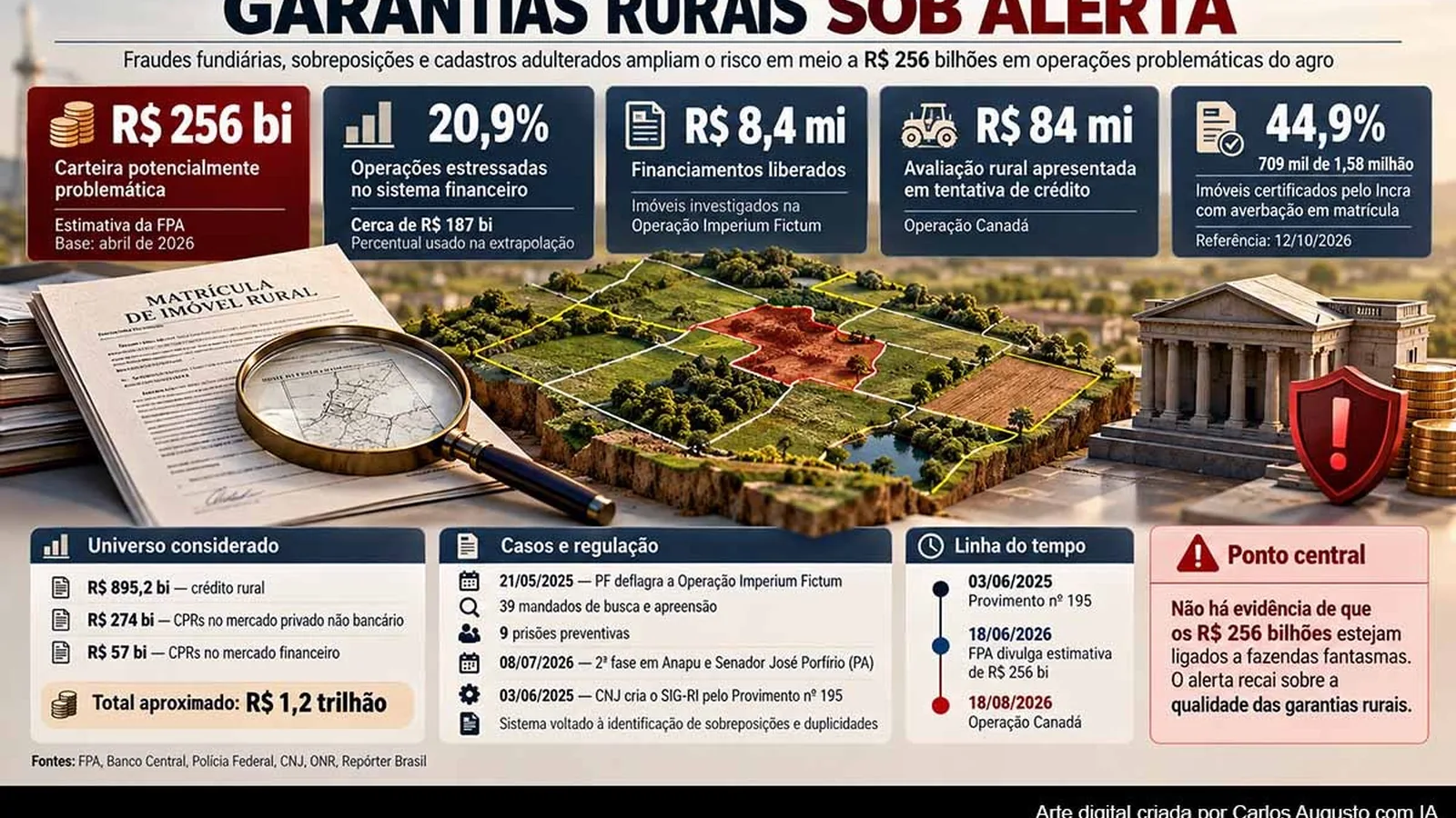 Fazendas fantasmas expõem fragilidade de garantias rurais em cenário de R$ 256 bilhões em operações problemáticas no agro