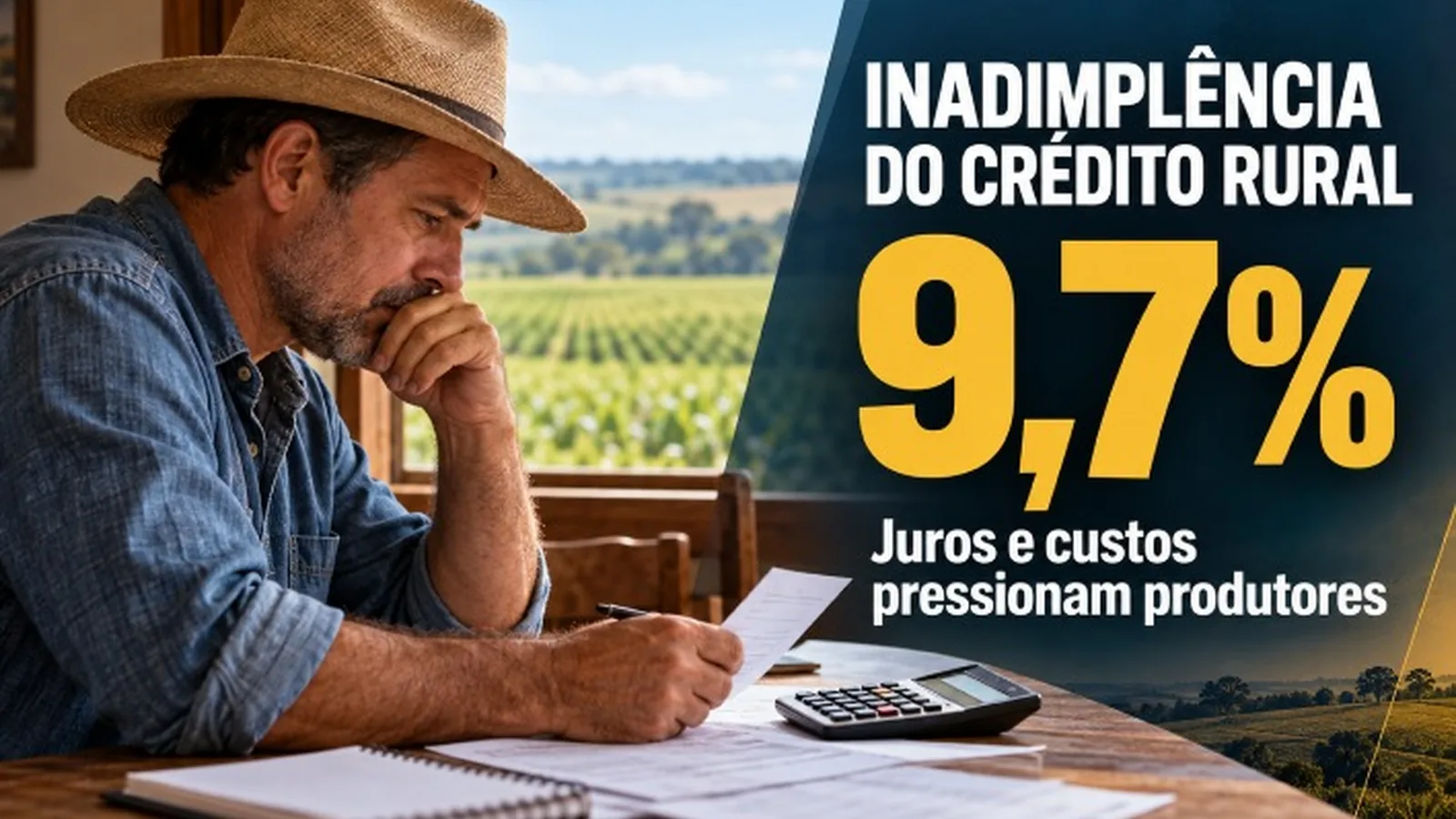 Inadimplência do crédito rural chega a 9,7% e expõe pressão de juros e custos sobre produtores